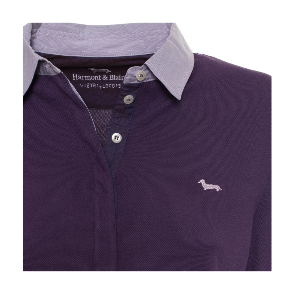 Harmont & Blaine Lange mouwen poloshirt rugby stijl Purple Dames