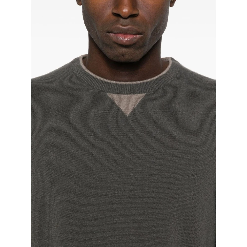 Fedeli Bruine Crew Neck Wollen Trui Brown Heren