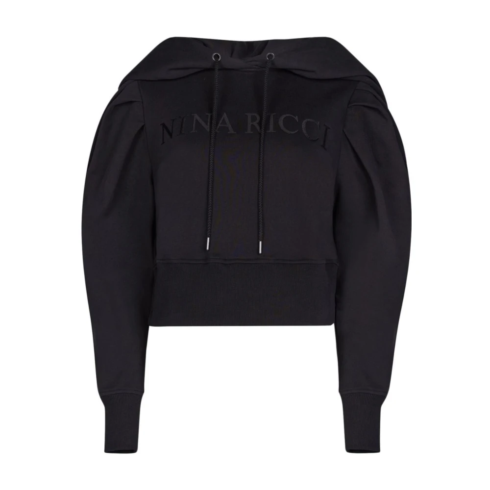 Nina Ricci Zwarte Logo Cropped Hoodie Sweater Black Dames