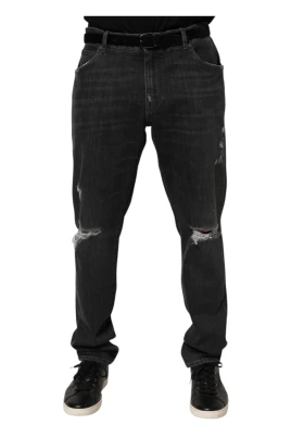 Slim Fit Distressed Ripped Jeans