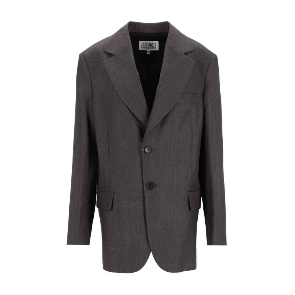 Mm6 Maison Margiela Gray Single-Breasted Jacket - Female - Blazers - Xs - Jackets