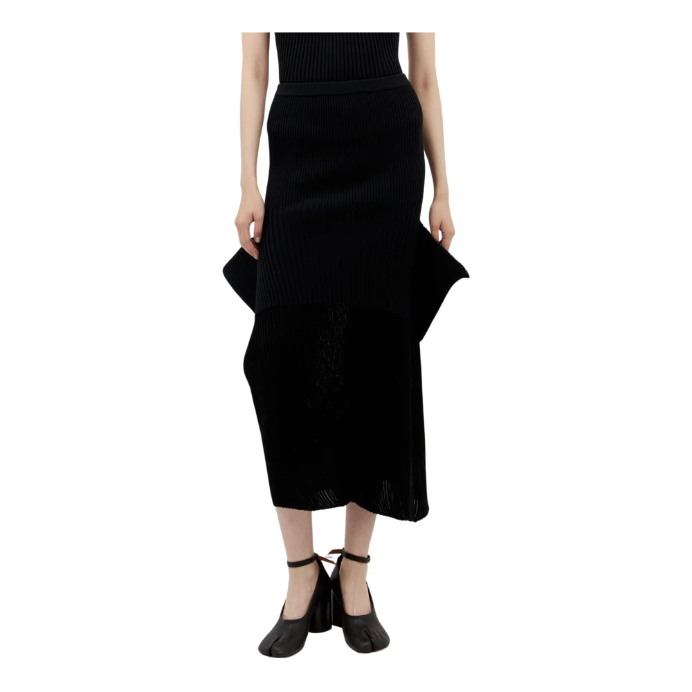 Issey Miyake Naadloze Gebreide Midi Rok Black Dames