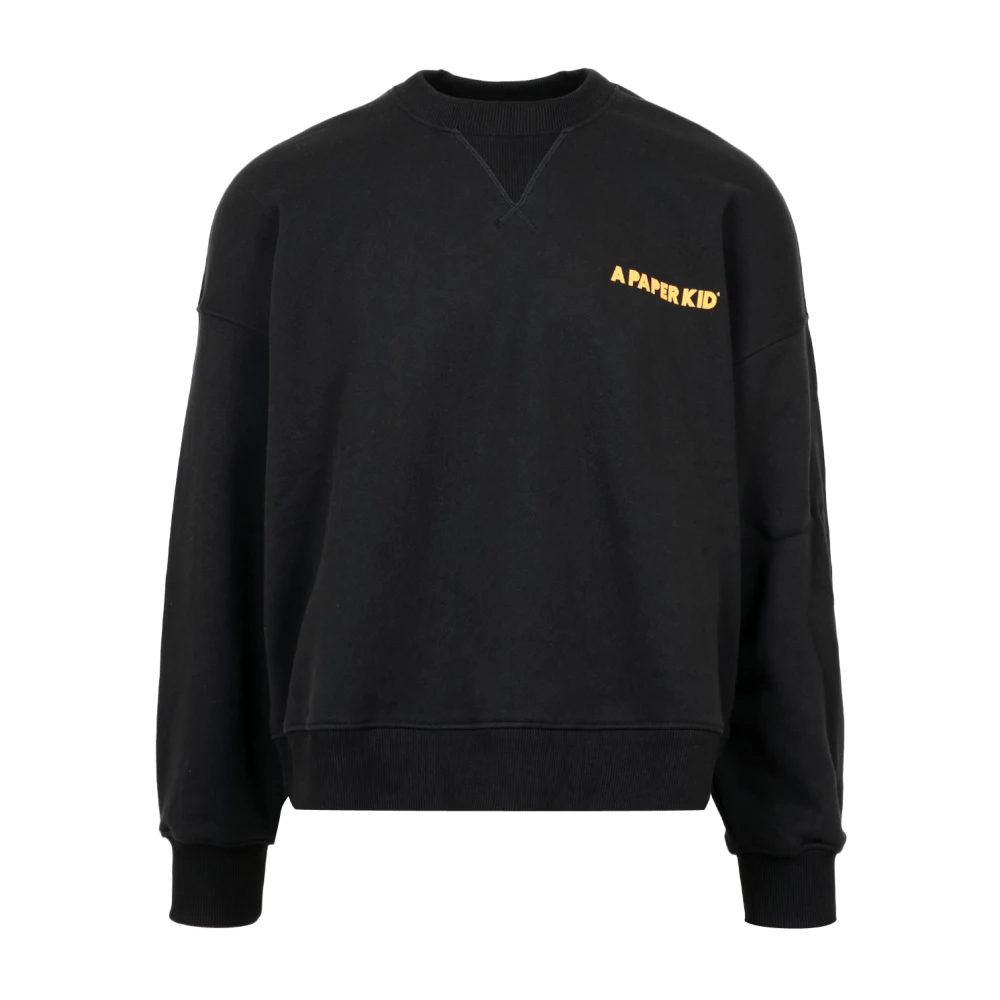 A Paper Kid Mannelijk Zwart E Katoenen Sweater Met Ronde Hals