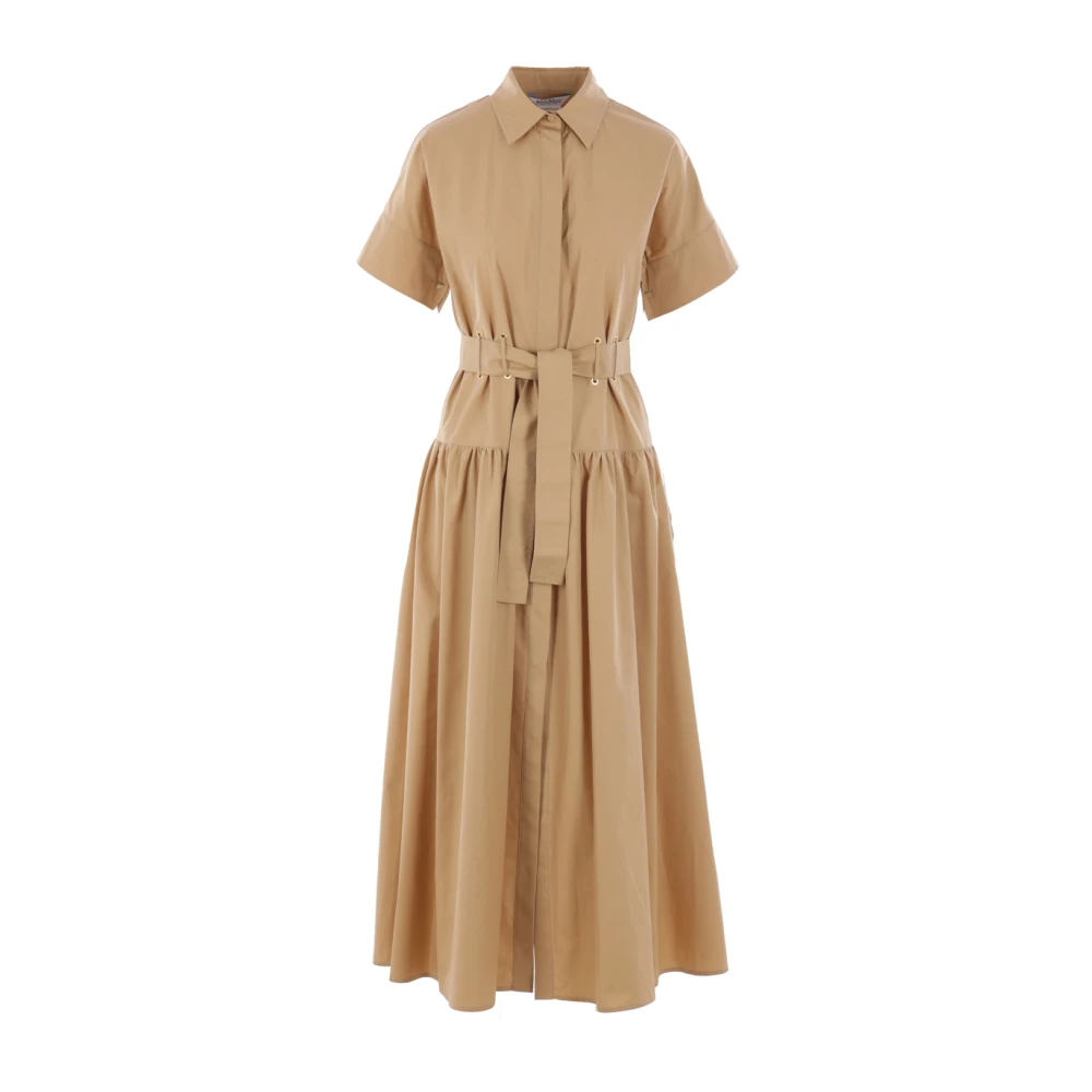 Max Mara Midi Katoenen Overhemdjurk Zand Beige Dames