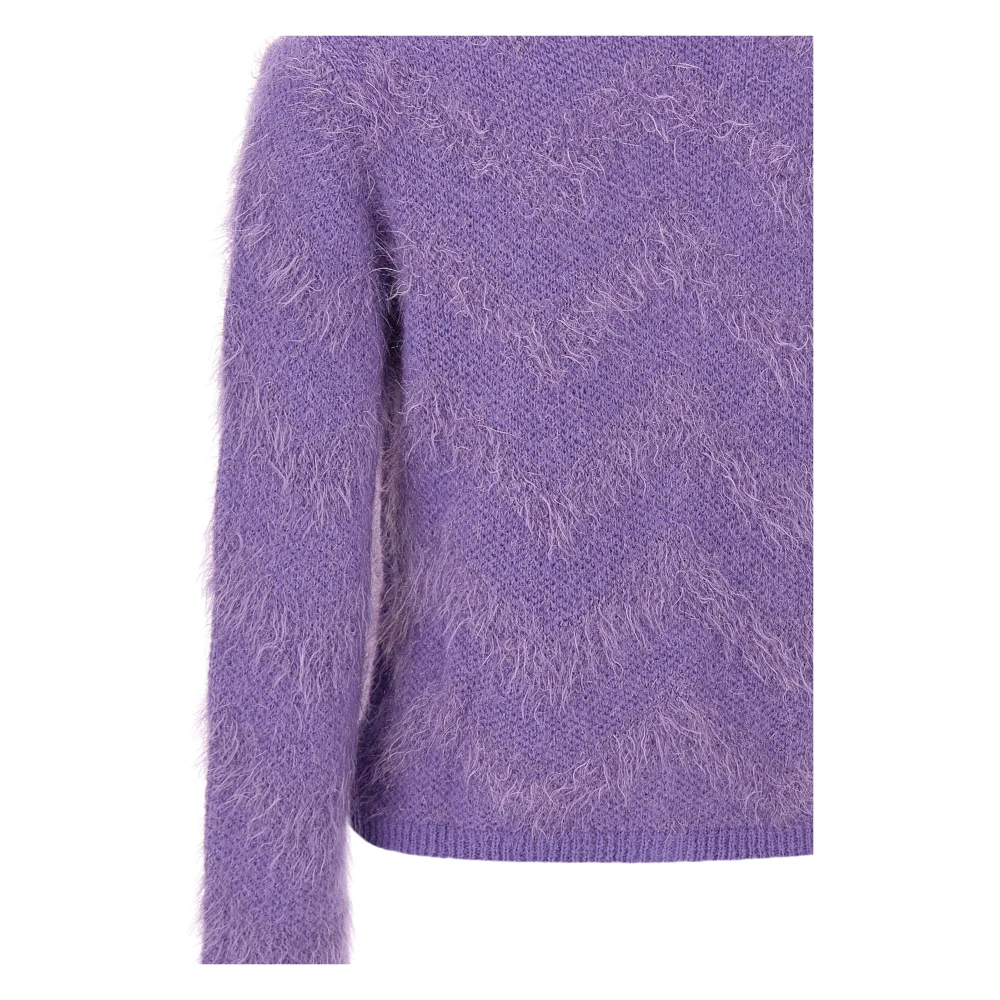 Kaos Paarse Mohair-Blend Vest met Lurex Purple Dames