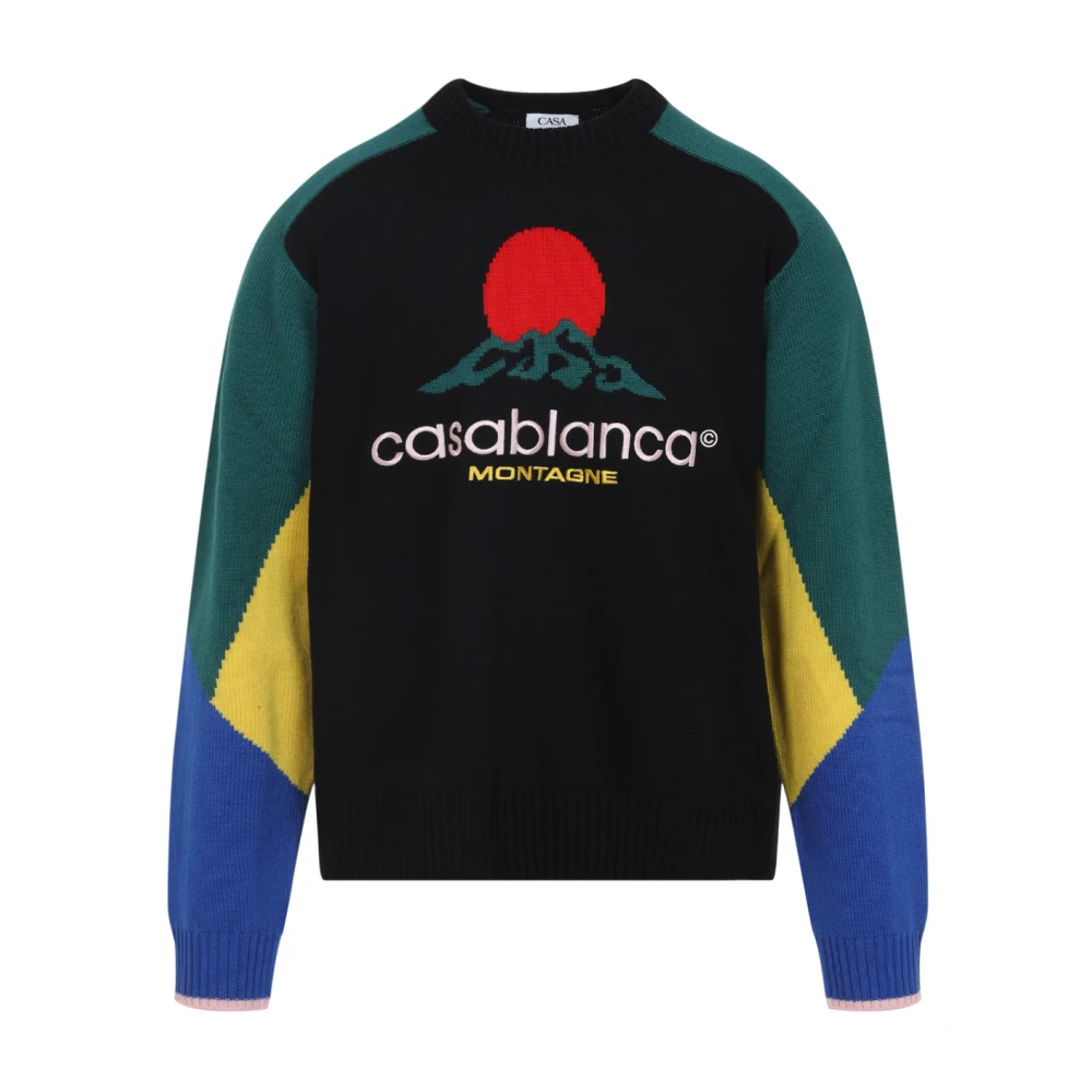 Casablanca Men's Multicolor Black Jumper Stylish Design Cotton - Round-Neck Knitwear - L - Knitwear