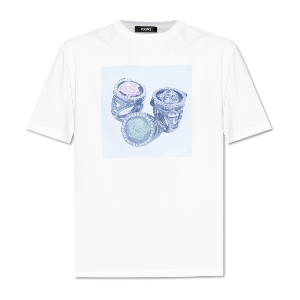 Versace T-shirt met kleurrijke print White Heren