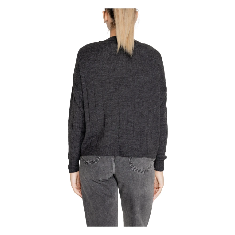 Only Grijze Gebreide Trui Vrouwen Herfst Winter Gray Dames