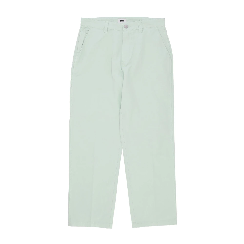 Obey Men's Green Cotton Twill Carpenter Trousers - Straight Trousers - W28 - Trousers