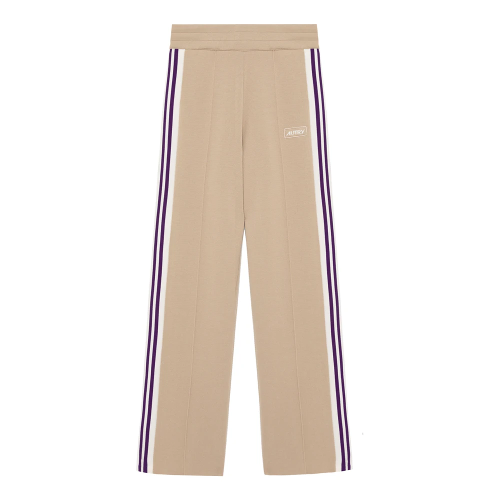 Autry Women's Beige Straight Trousers,, Striped Side Slit Trousers Extra Small