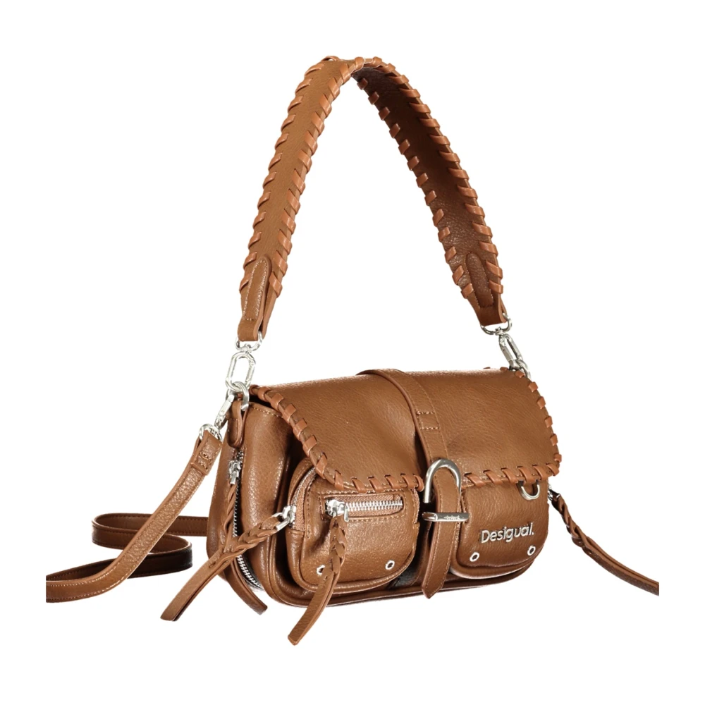 Desigual Bruine schoudertas met afneembare band en ritssluiting Brown Dames