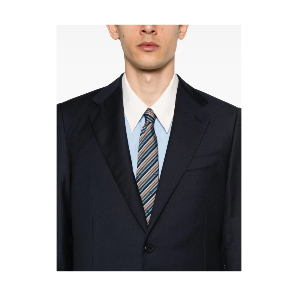 Caruso Navy Blauw Wol Blazer en Broek Blue Heren