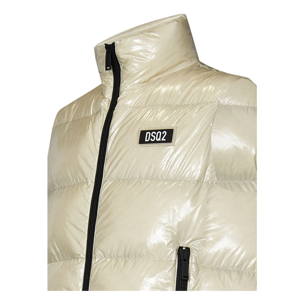 Dsquared2 Witte Ultra Lichtgewicht Donsvest Jas Beige Heren