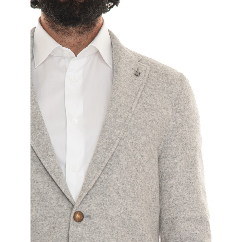 Paoloni Decostruita Jas met knoopsluiting Gray Heren