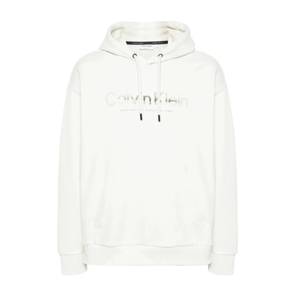 Calvin Klein Iconische Logo Hoodie White Heren