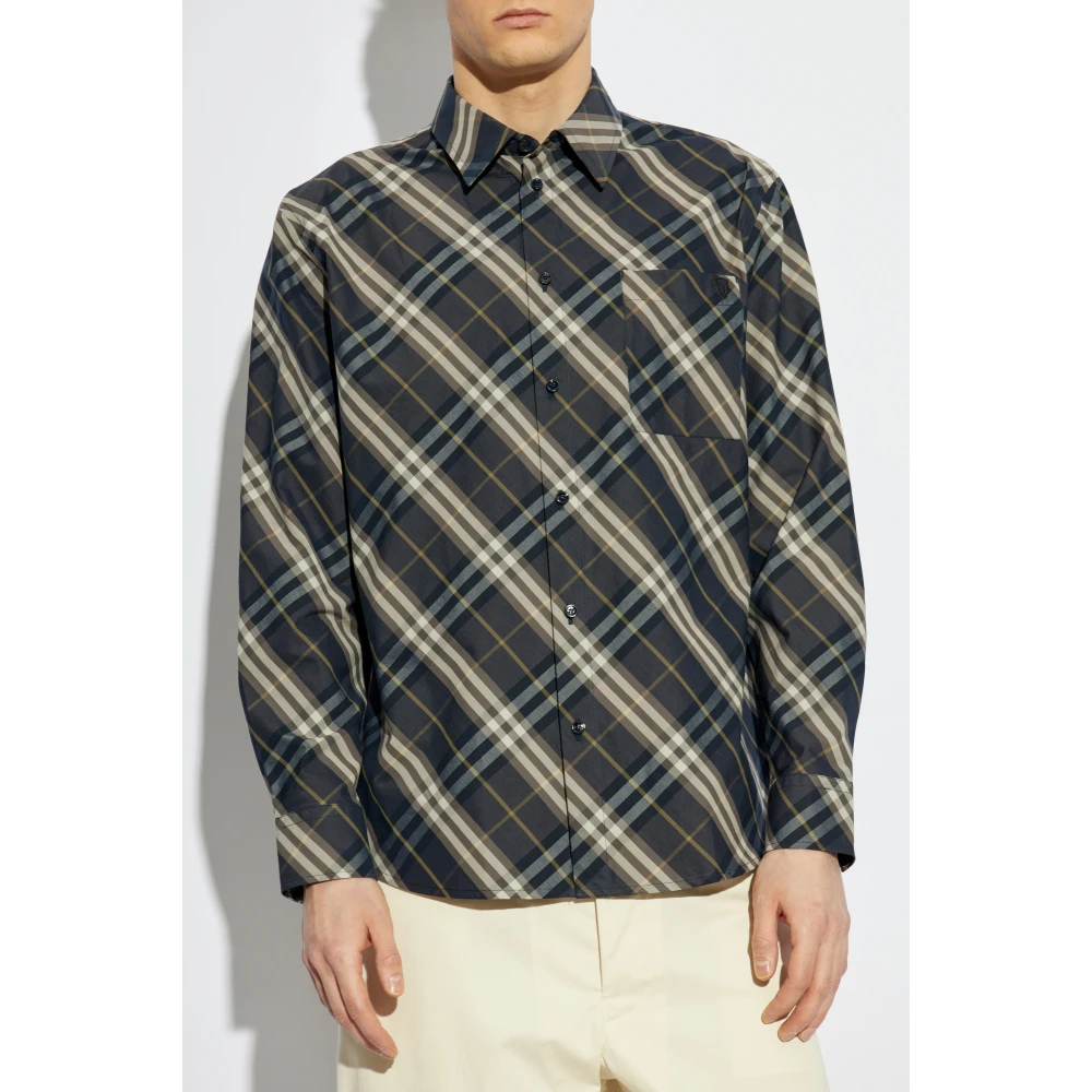 Burberry Geruite overhemd Blue Heren