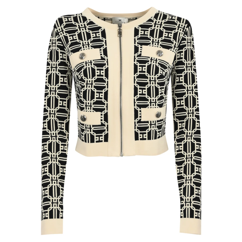 Elisabetta Franchi Geknipte Cardigan in Viscose Zwart Multicolor Dames