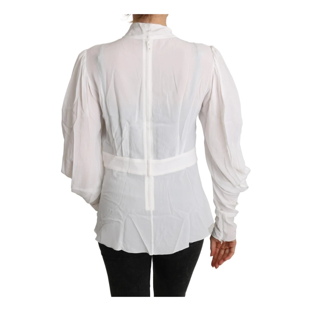 Dolce & Gabbana Zijden blouse met strik White Dames