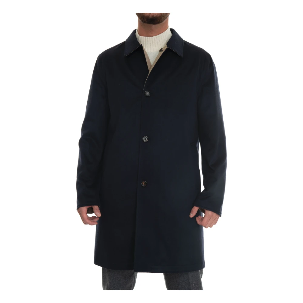 Kired Omkeerbare Stofjas met Knoopsluiting Blue Heren