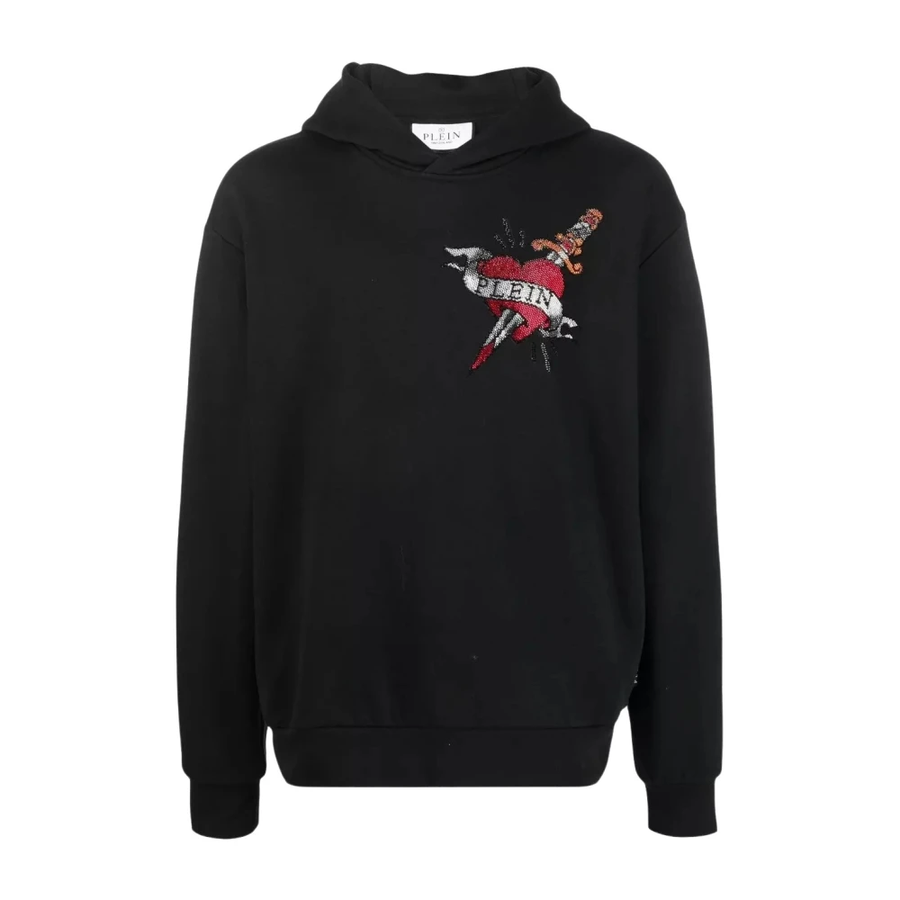 Philipp Plein Zwarte hoodie met Love grafische print Black Heren