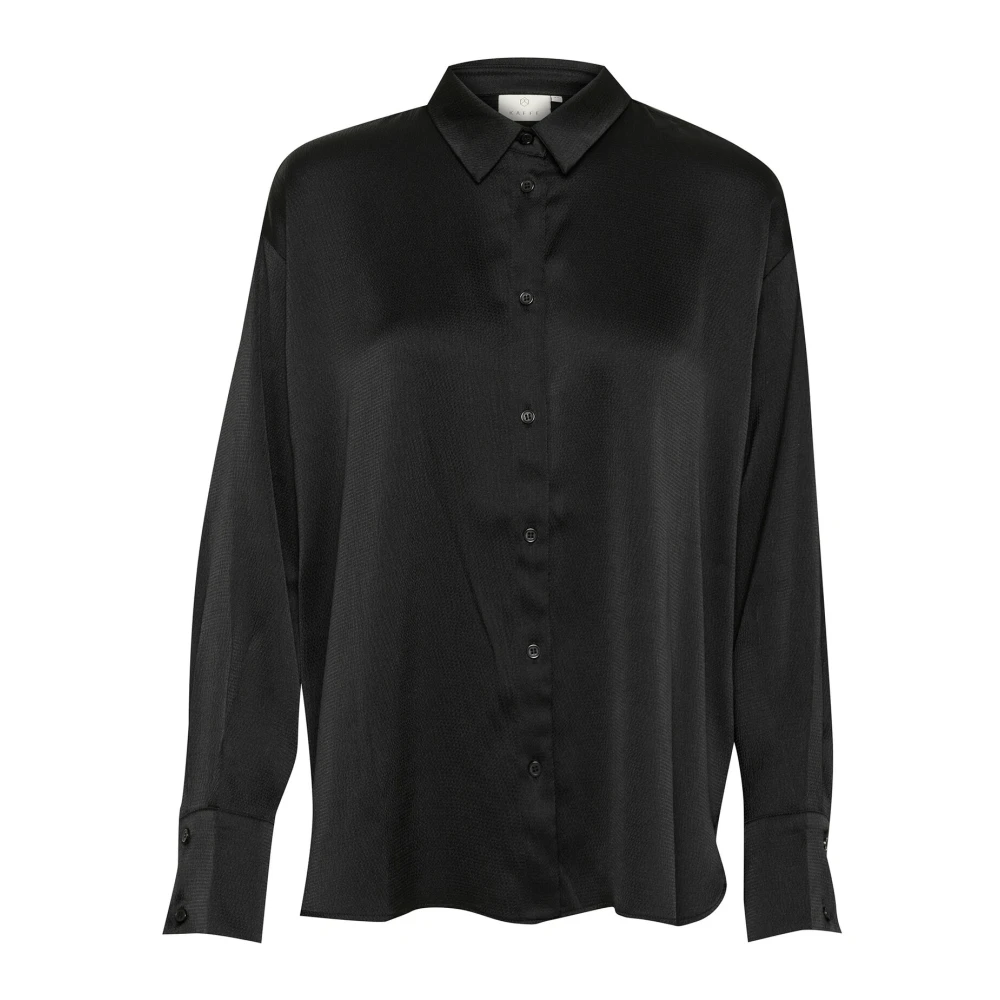 Kaffe Elegante zwarte diepe overhemdblouse Black Dames