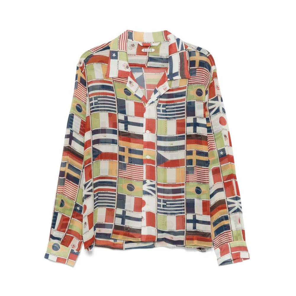 Bode Navy Blue Camp Kraag Shirt Multicolor Heren