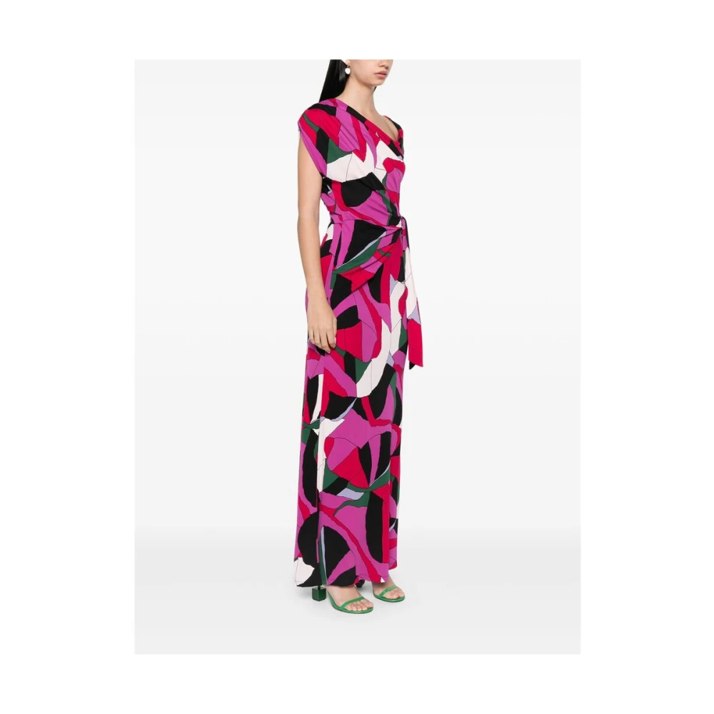 Diane Von Furstenberg Roze Abstract Print One-Shoulder Jurk Multicolor Dames