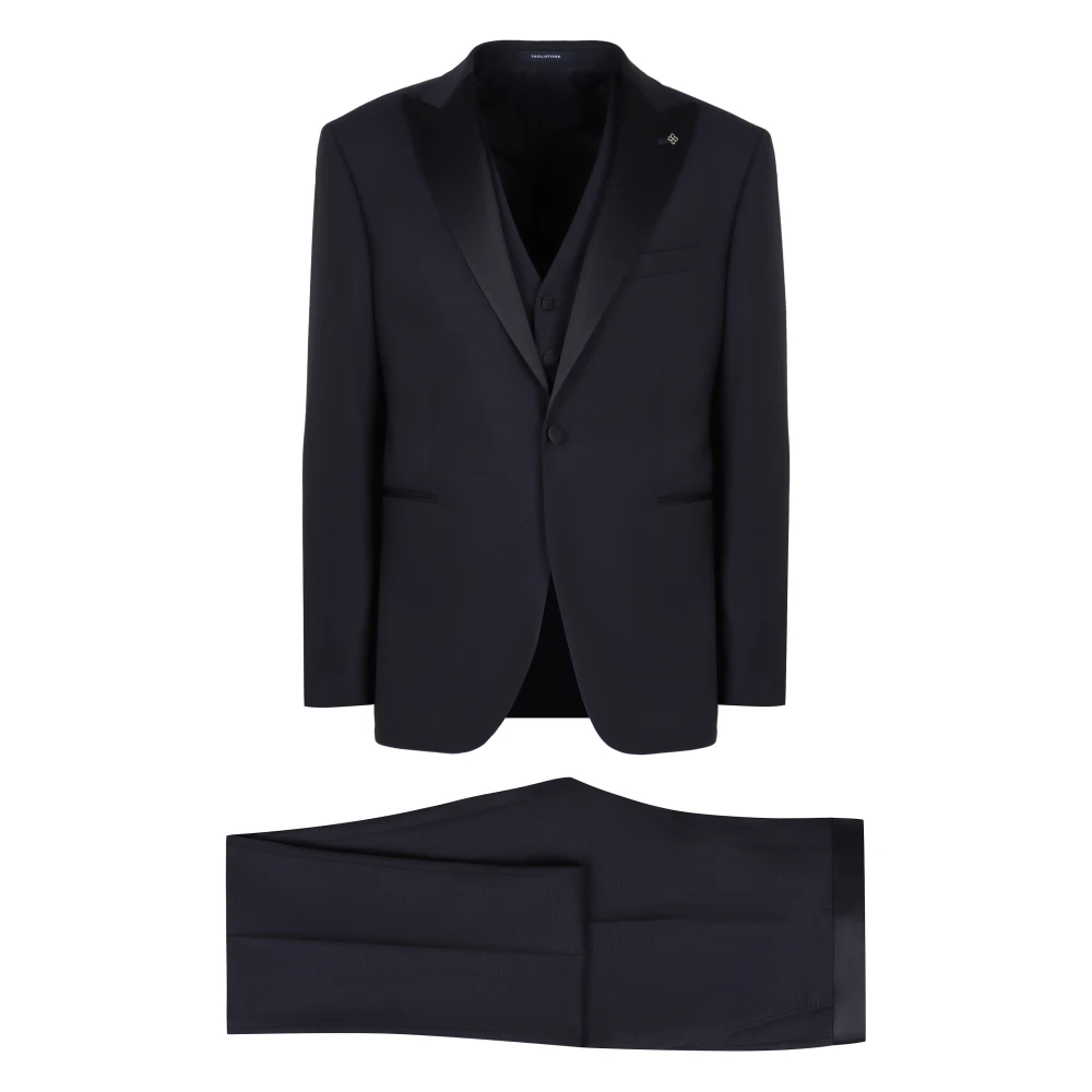 Tagliatore Wollen pak met satijnen revers Blue Heren