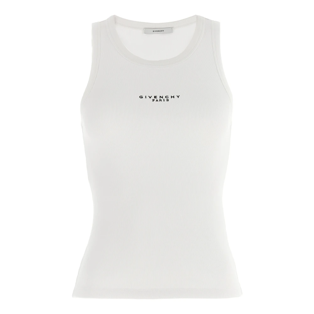 Givenchy Women's White Sleeveless Tops, Xs, Ribbed Cotton Tank Top