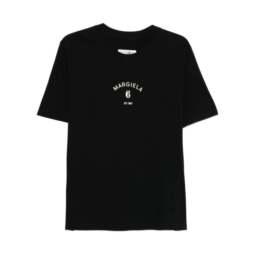 Mm6 Maison Margiela Herr Svart Toppar L, Bomull, Logo Cotton T-Shirt