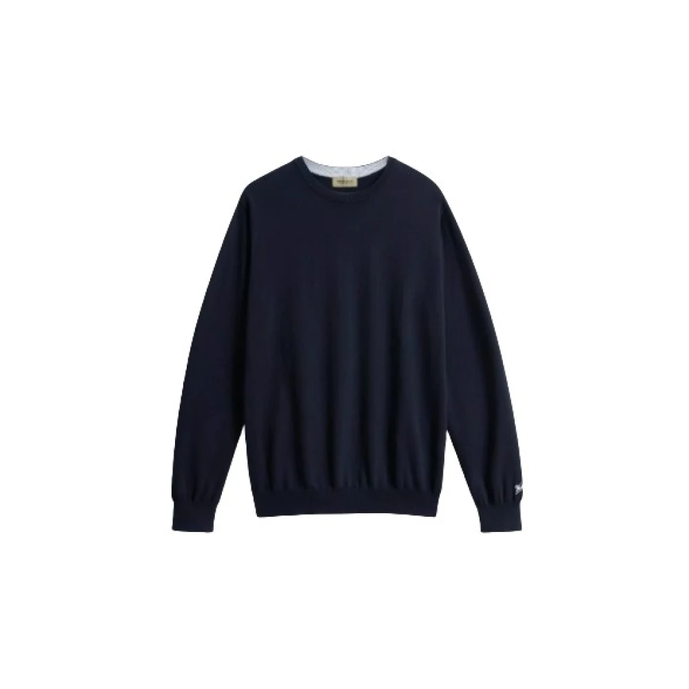 Woolrich Katoenen Crewneck Jersey Logo Sweater Blue Heren