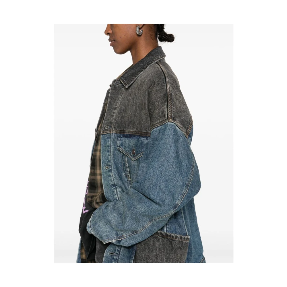 R13 Indigo Blauw Jas met Knopen Blue Heren