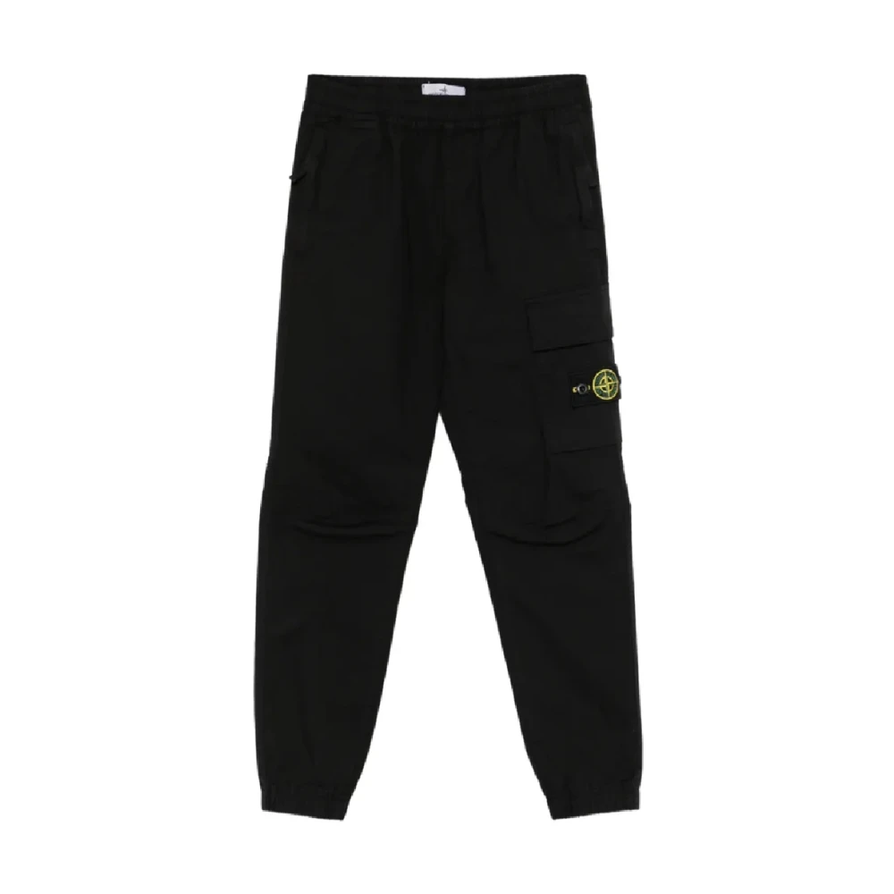 Stone Island Black Sweatpants, Male, 8 Y, Trousers Kids