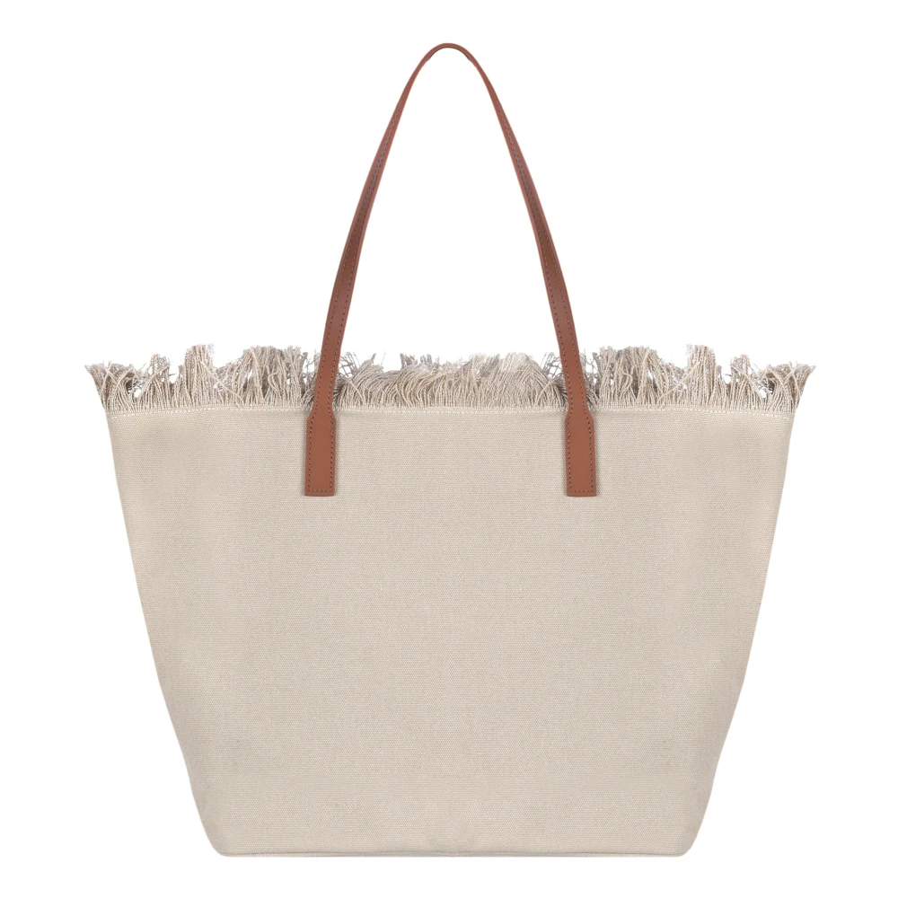 Mc2 Saint Barth Women's Beige Shopping Bags, One Size, City Bag With Fringes