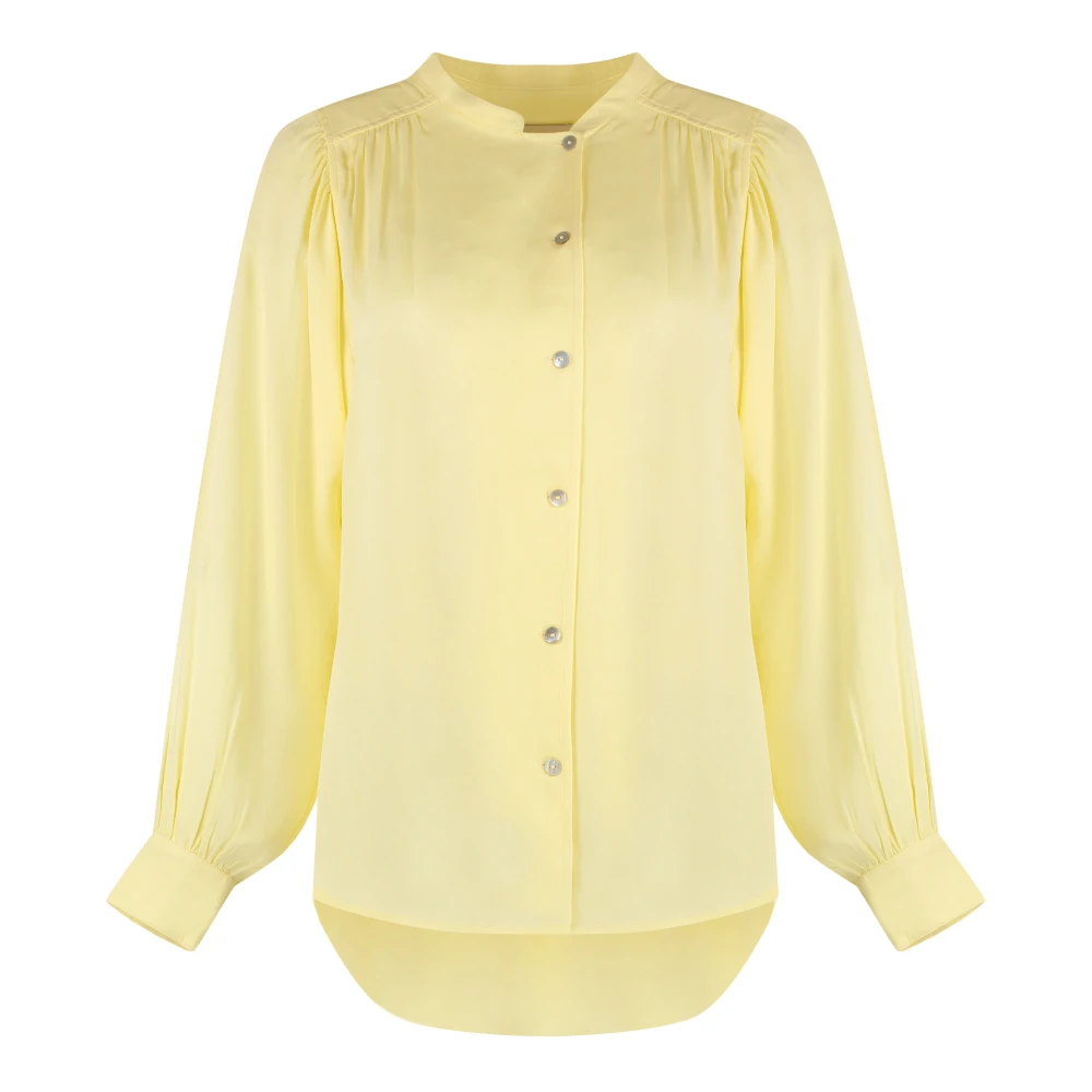 Yves Salomon Rounded Hem Crêpe Blouse Yellow Dames