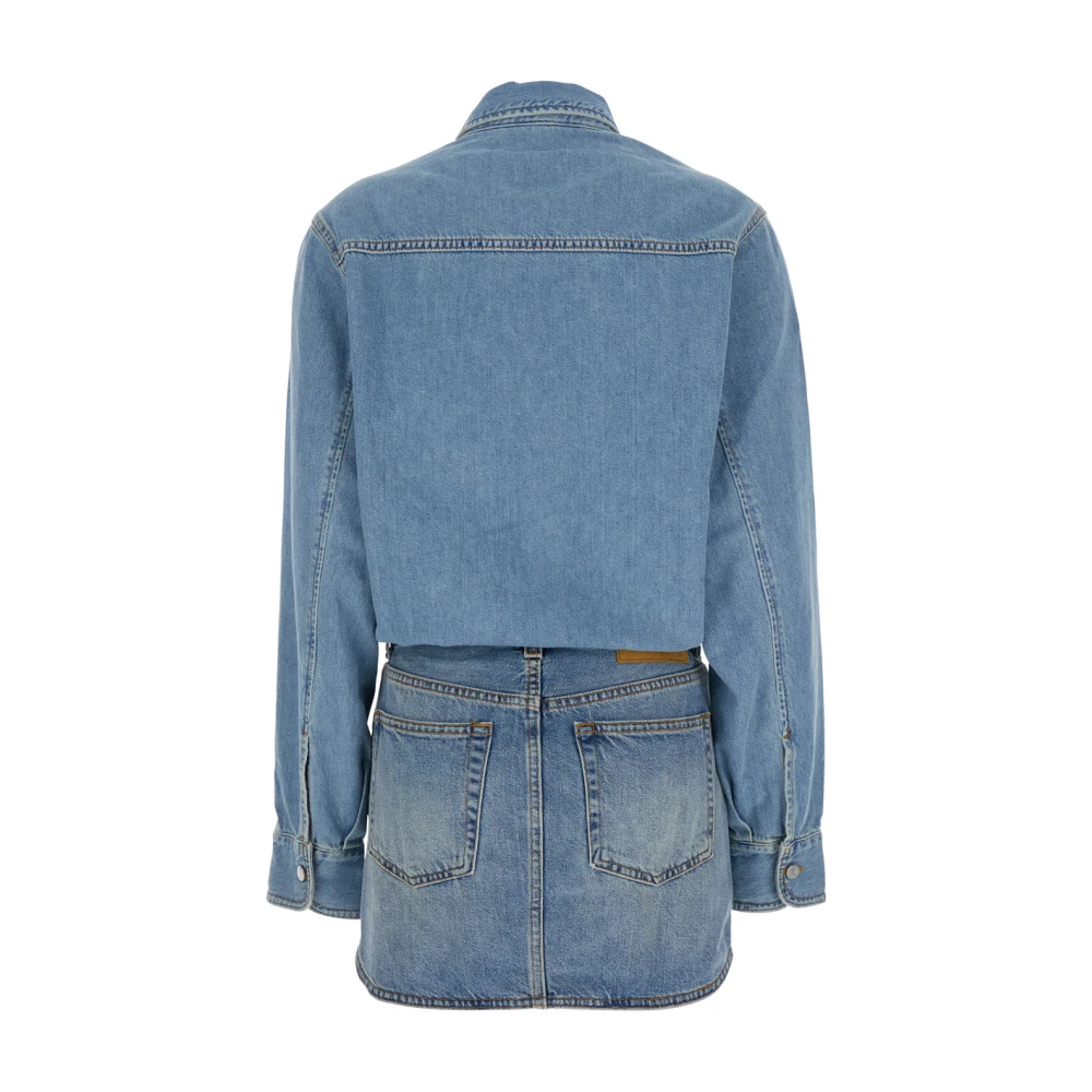 Haikure Blauwe Katoenen Jurk met Drop Schouders Blue Dames