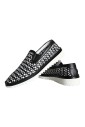 noir-blanc-tisse-mocassins-chaussures