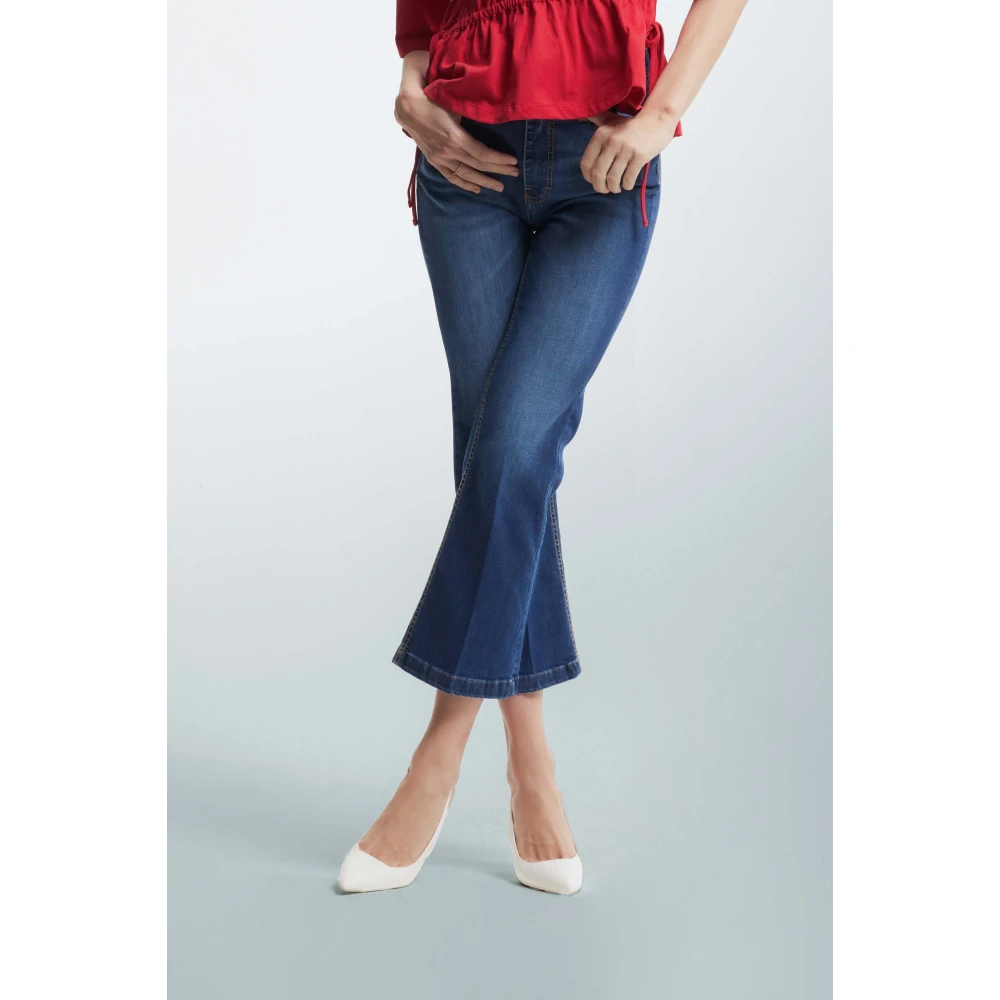 Kocca Flared Cropped Jeans Blue Dames