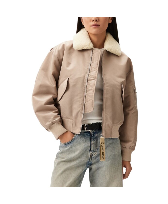 veste-aviateur-beige-en-polyester