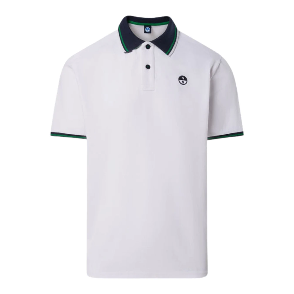 North Sails Men's White Polo Shirts, 2XL, Polo Shirt With Striped Trims