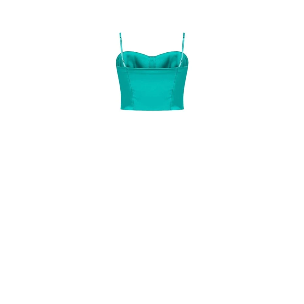 RINASCIMENTO Satijnen Corset met Zichtbare Stiksels Green Dames