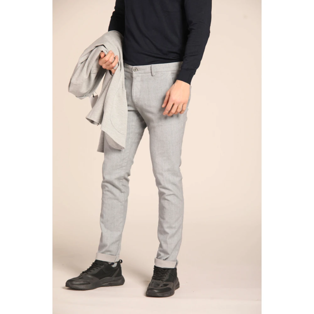 Mason's Glen Check Print Chino Broek Gray Heren