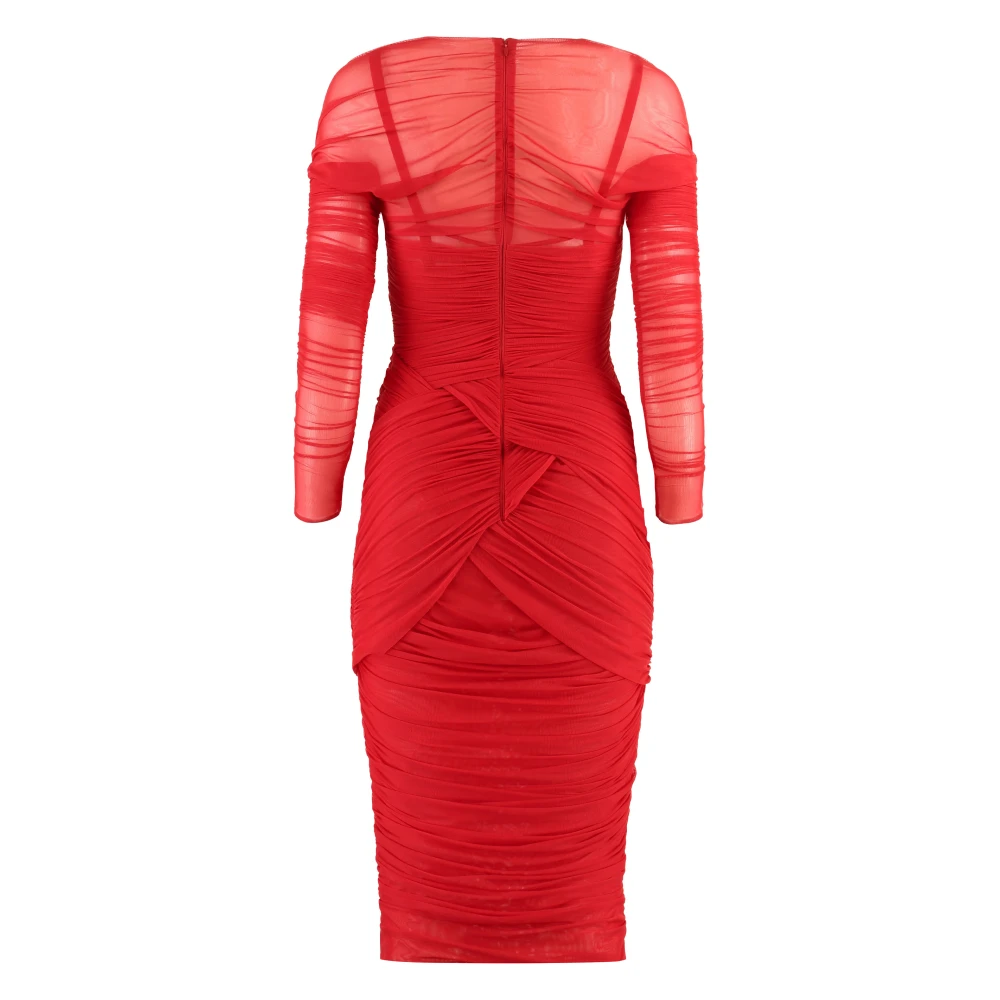 Dolce & Gabbana Gedrapeerd Elastisch Jurkje Red Dames