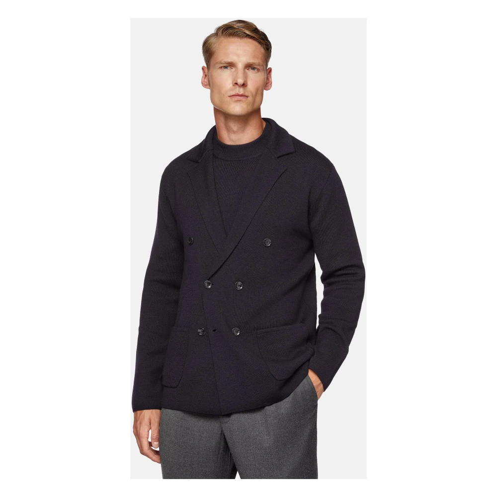 Boggi Milano Merino wollen dubbelzijdig jasje 12Gg Blue Heren