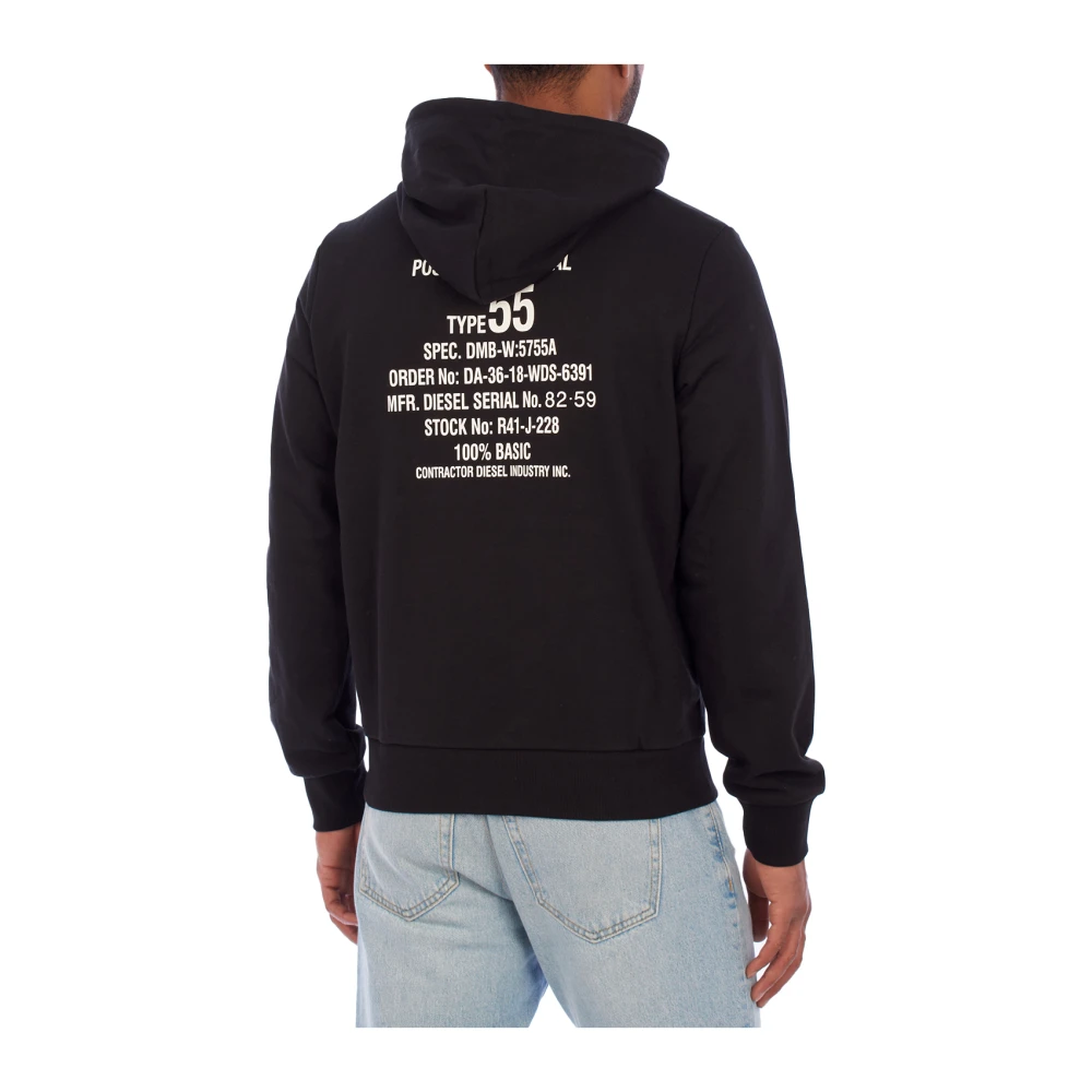 Diesel Moderne hoodie met tekstontwerp Black Heren
