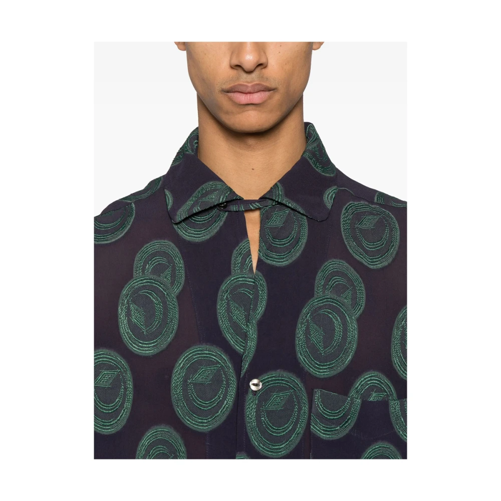 Needles Blauw-Grijze Shirt met Borstzak Green Heren