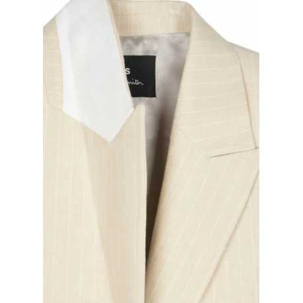 Paul Smith Gestreepte beige linnen katoenen blazer Beige Dames