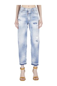 Stylowe Straight Jeans z detalami w postaci plam farby