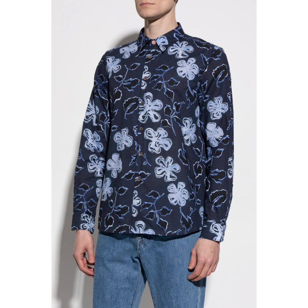 PS By Paul Smith Overhemd met bloemenpatroon Blue Heren