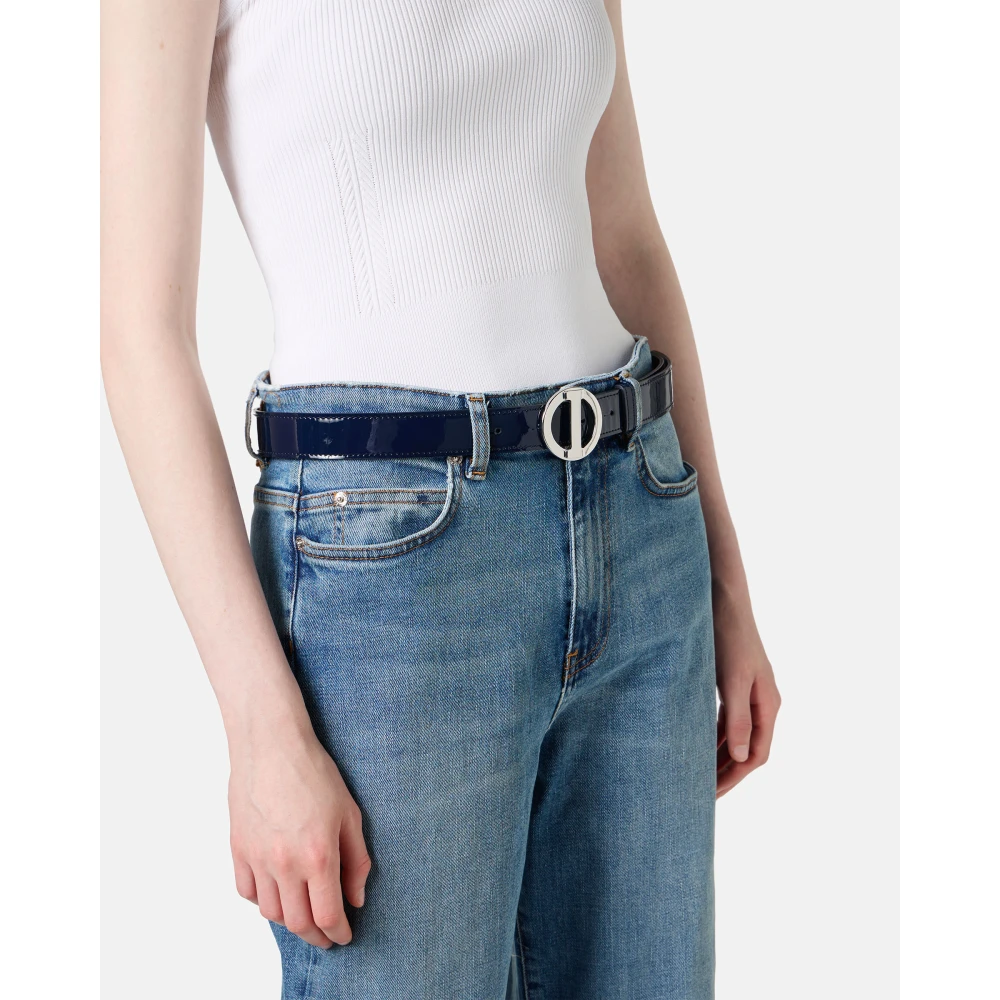Iceberg Blauwe Faeda Piuma leren riem met logogesp I Blue Dames